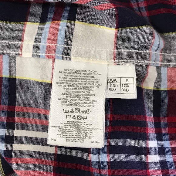 BROOKS BROTHERS Navy/Red Tartan Plaid Button Down - Picture 7 of 8